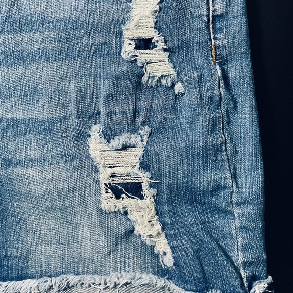 Blue Distressed Denim Shorts - Picture 4 of 8